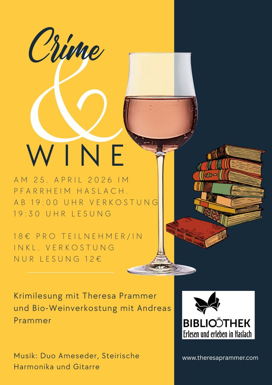 Plakat zur Veranstaltung Crime&Wine